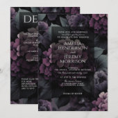 Invitation Floral mauve avec code QR (Devant / Derrière)