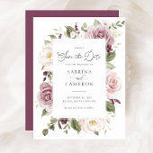 Invitation Floral Mauve Blush Élégant mariage Enregistrer la 