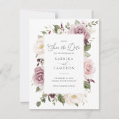 Invitation Floral Mauve Blush Élégant mariage Enregistrer la  (Devant)