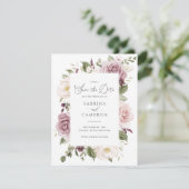Invitation Floral Mauve Blush Élégant mariage Enregistrer la  (Debout devant)