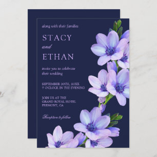 Invitation floral mauve de mariage de fleurs