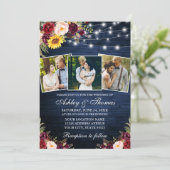 Invitation Floral mélangé rustique 3 Lumières photo Mariage e (Debout devant)
