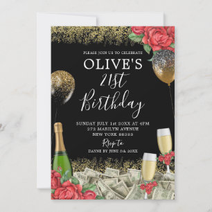 Invitation Floral mexicain Buchona Money Party Anniversaire