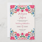 Invitation Floral mexicain coloré élégant Mariage Boda (Devant)