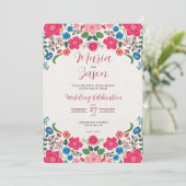 Invitation Floral mexicain coloré élégant Mariage Boda (Debout devant)