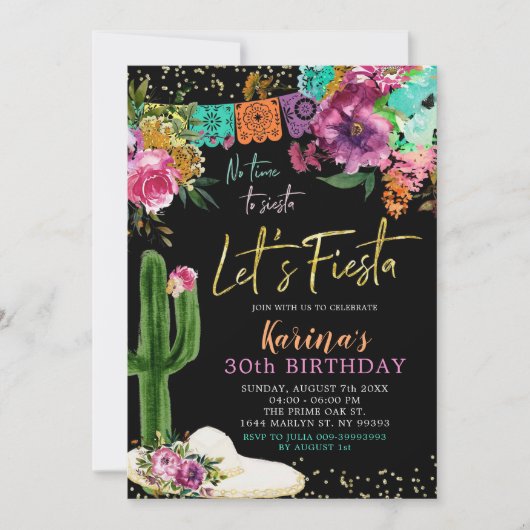 Invitation Floral mexicain Fêtons fête d'anniversaire (Devant)