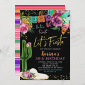 Invitation Floral mexicain Fêtons fête d'anniversaire (Devant / Derrière)