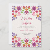 Invitation Floral mexicain Fiesta Nuestra Boda Mariage (Devant)