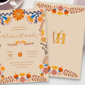 Invitation Floral mexicain Joli Art populaire Quinceanera