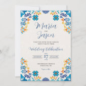 Invitation Floral mexicain traditionnel Botanique Mariage (Devant)