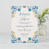Invitation Floral mexicain traditionnel Botanique Mariage (Debout devant)