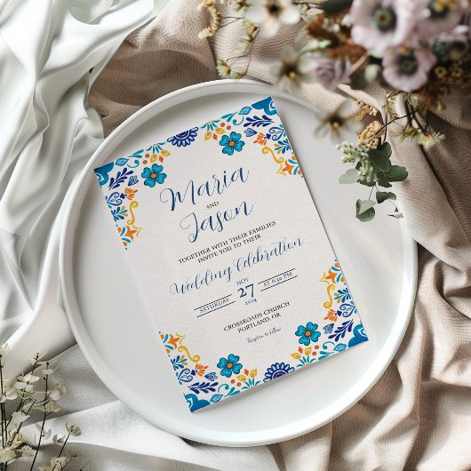 Invitation Floral mexicain traditionnel Botanique Mariage
