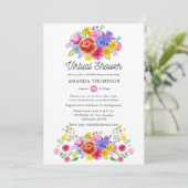 Invitation Floral mexicaine Fiesta Fête des mariées virtuelle (Debout devant)