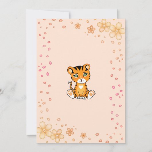Invitation Floral mignon trois tigres 3e anniversaire Invitat (Dos)