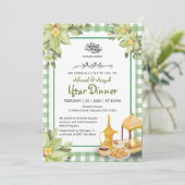 Invitation Floral Mignon Vert Sauge Gingham Ramadan Iftar (Debout devant)