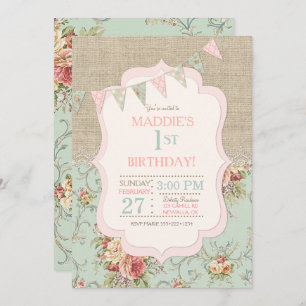 Invitation Floral minable de pays de dentelle chic rustique