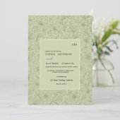 Invitation Floral minimaliste vert sauge (Debout devant)