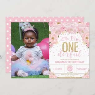 Invitation Floral Miss Onederful 1er Anniversaire Photo
