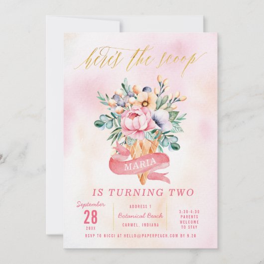 Invitation Floral Moderne Aquarelle Anniversaire Fête Invitat (Devant)