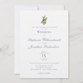 Invitation Floral moderne |Bleu et vert | MARIAGE (Dos)