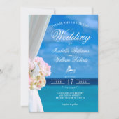 Invitation Floral moderne Blue Ocean Beach Mariage (Devant)