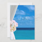 Invitation Floral moderne Blue Ocean Beach Mariage (Dos)