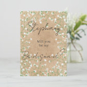 Invitation Floral Moderne Boho Chic Serez-Vous Ma Servante D' (Debout devant)