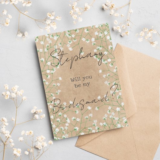 Invitation Floral Moderne Boho Chic Serez-Vous Ma Servante D'