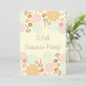 Invitation Floral moderne de fantaisie de fête d'anniversaire (Debout devant)