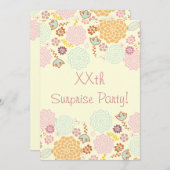 Invitation Floral moderne de fantaisie de fête d'anniversaire (Devant / Derrière)
