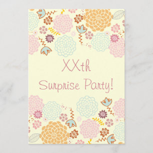 Invitation Floral moderne de fantaisie de fête d'anniversaire