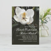 Invitation Floral moderne de Magnolia blanc (Debout devant)