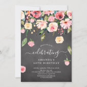 Invitation Floral moderne Drop Peonies roses fête d'anniversa (Devant)