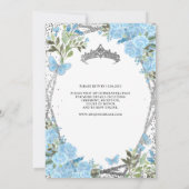 Invitation Floral moderne Dusty Bleu Argent Tiara Quinceañera (Dos)