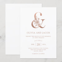 Floral moderne | Faux Rose Gold Ampersand Mariage