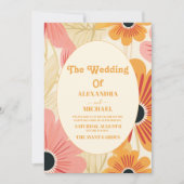 Invitation Floral moderne Gras Rose & Jaune (Devant)