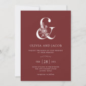 Invitation Floral moderne | Mariage de Burgundy Ampersand (Devant)