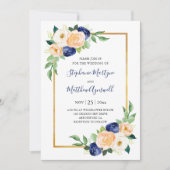Invitation Floral moderne Mariage de corail bleu (Devant)