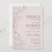 Invitation Floral moderne Mauve Dusty Mariage rose (Devant)