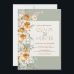 Invitation Floral moderne Silver Sage Vert Mariage tout-en-un<br><div class="desc">La collection Floral Bohemian a une police de caractères audacieuse et des tons de terre de mise à la terre de sauge vert et de terre cuite. Il est accentué par un élégant rose de rouille aquarelle et un arrangement floral de pampas herbe. C'est pour la mariée qui est un...</div>