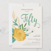 Invitation Floral moderne Surprise 50ème anniversaire (Devant)