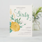 Invitation Floral moderne Surprise 60e anniversaire fête (Debout devant)