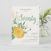 Invitation Floral moderne Surprise 70e fête d'anniversaire (Debout devant)