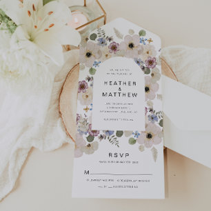 Invitation Floral moderne tout en un mariage