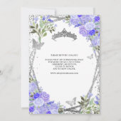 Invitation Floral moderne violet glam argent Tiara Quinceañer (Dos)