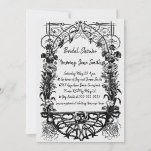 Invitation Floral monochrome romantique et orné