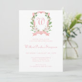 Invitation Floral Monogrammed Crest Girl Sip Et Voir (Debout devant)