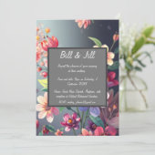 Invitation Floral Moody avec Mariage Arrière - plan Dark Grad (Debout devant)