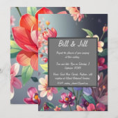 Invitation Floral Moody avec Mariage Arrière - plan Dark Grad (Devant / Derrière)