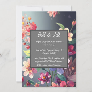 Invitation Floral Moody avec Mariage Arrière - plan Dark Grad